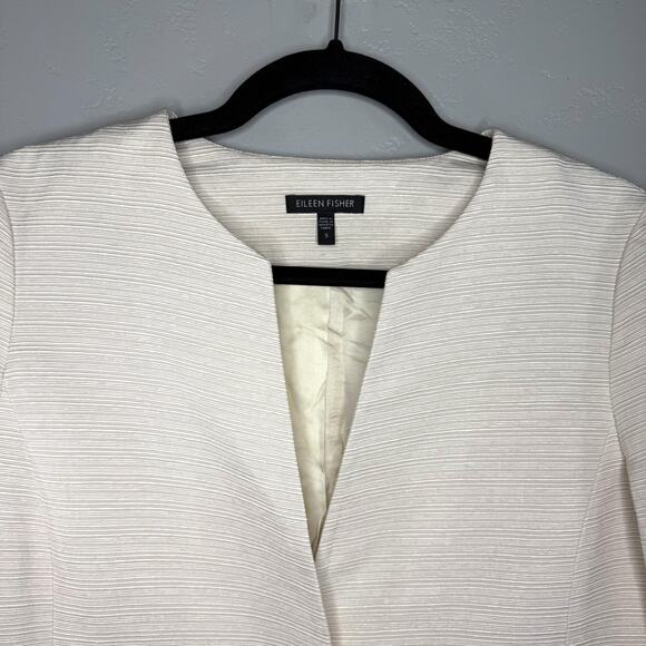 Eileen Fisher Cream Blazer Jacket S Textured Minimalist Workwear Quiet Luxury - Picture 3 of 8